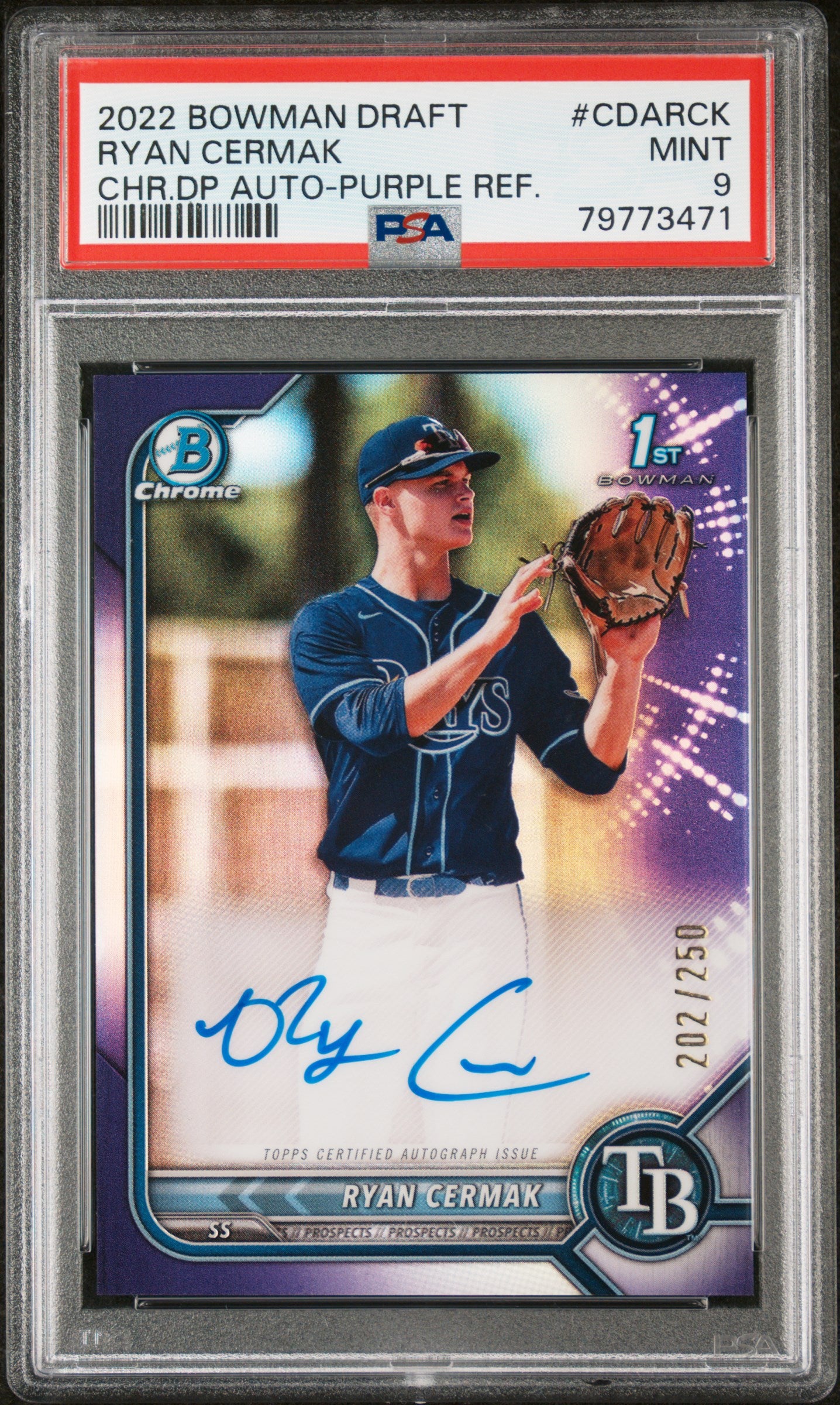 2022 Bowman Draft Purple Refractor Ryan Cermak #CDARCK /250 PSA 9