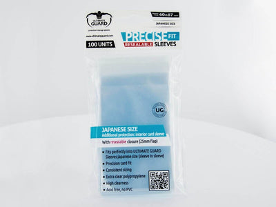 Ultimate Guard Precise-Fit Sleeves Japanese Size Resealable Transparent 100 Count