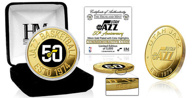 Highland Mint Utah Jazz 50th Anniversary Gold Mint Color Coin - Limited Edition /5000