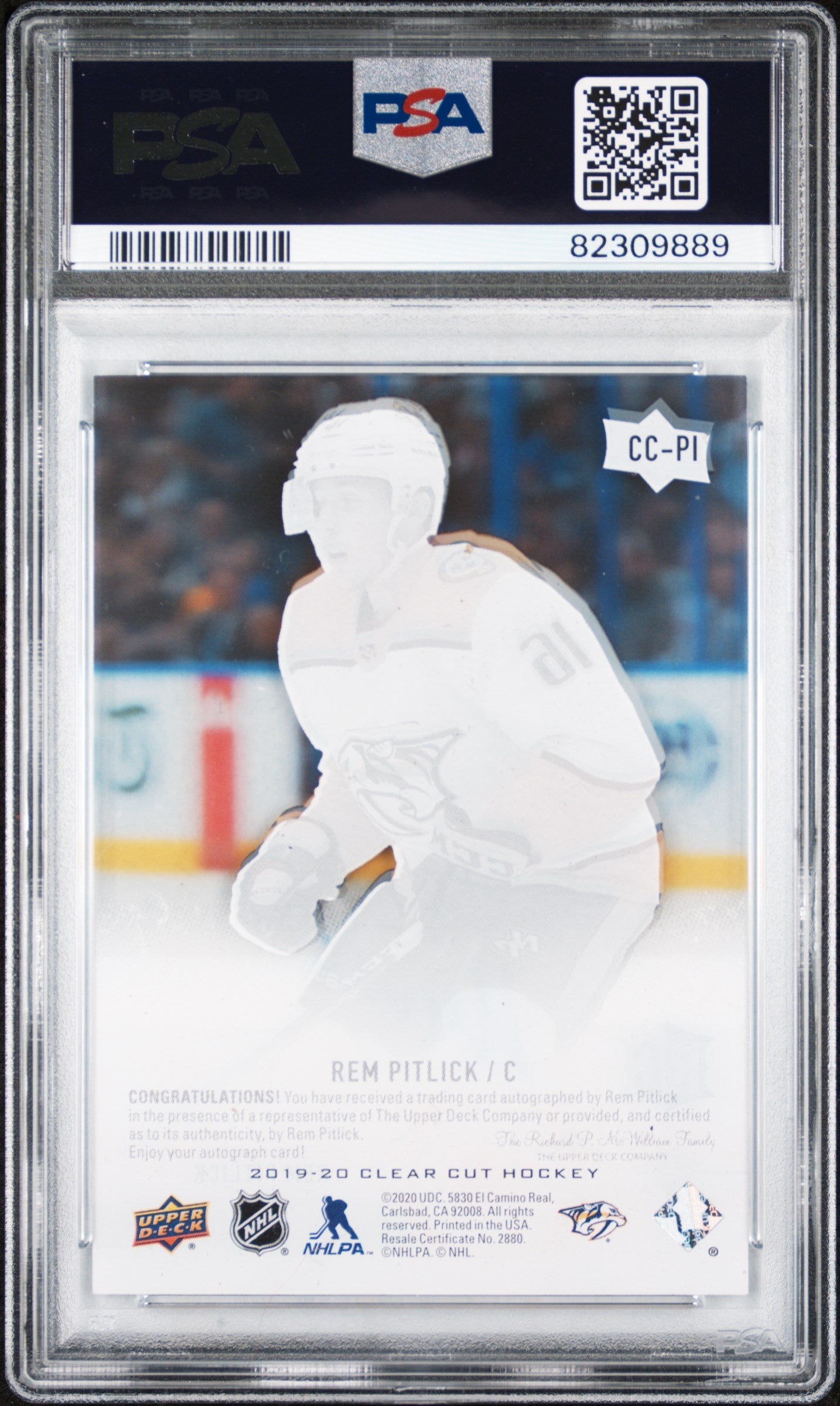 2019 Upper Deck Clear Cut Rem Pitlick #PI RC Auto PSA 9