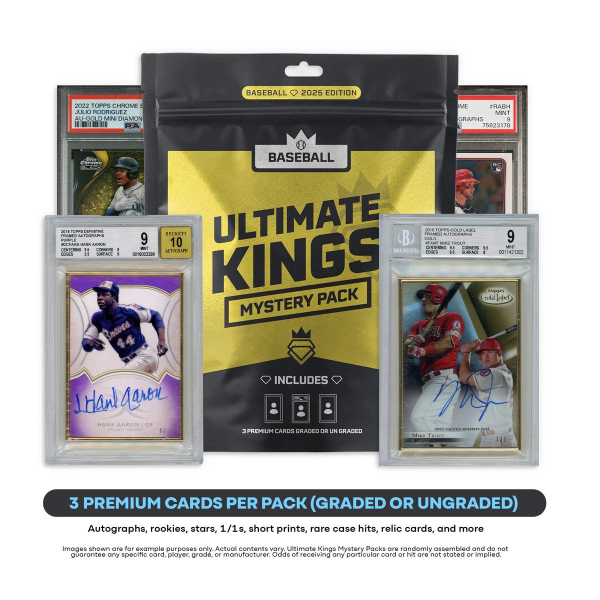 Ultimate Kings - MLB Baseball Mystery Pack (3) Premium Cards Value $25 Monmouth Sports Cards Ultimate Kings - MLB Baseball Mystery Pack (3) Premium Cards Value $25 Monmouth Sports Cards