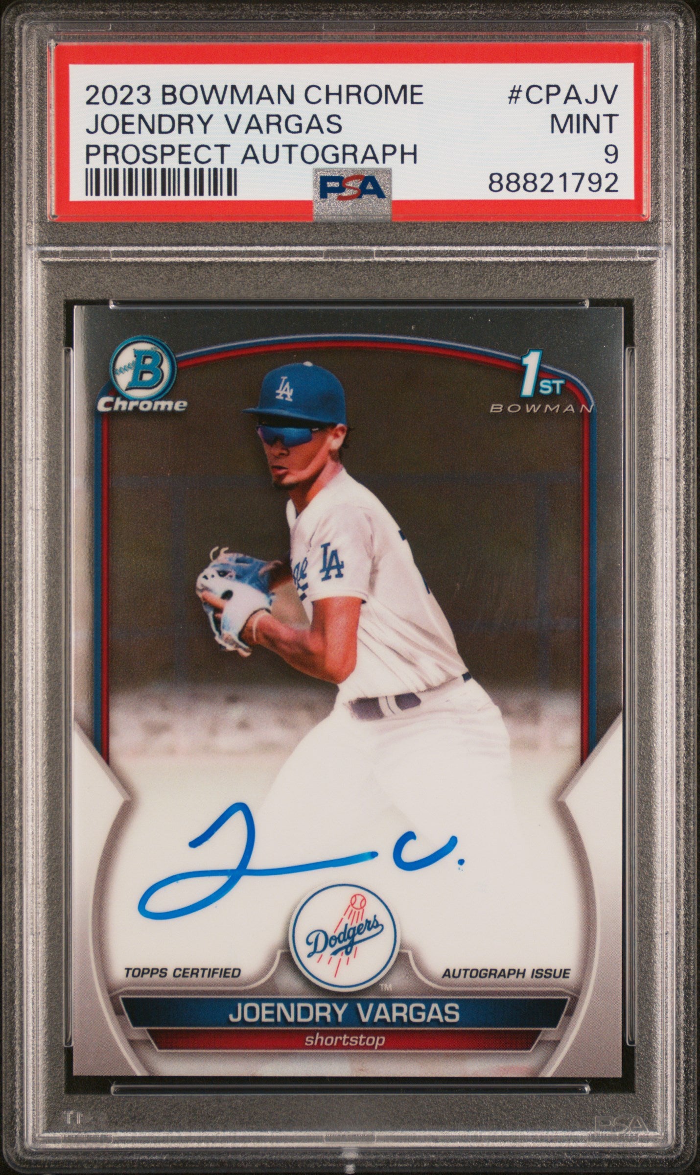 2023 Bowman Chrome Prospect Autograph Joendry Vargas #CPAJV PSA 9