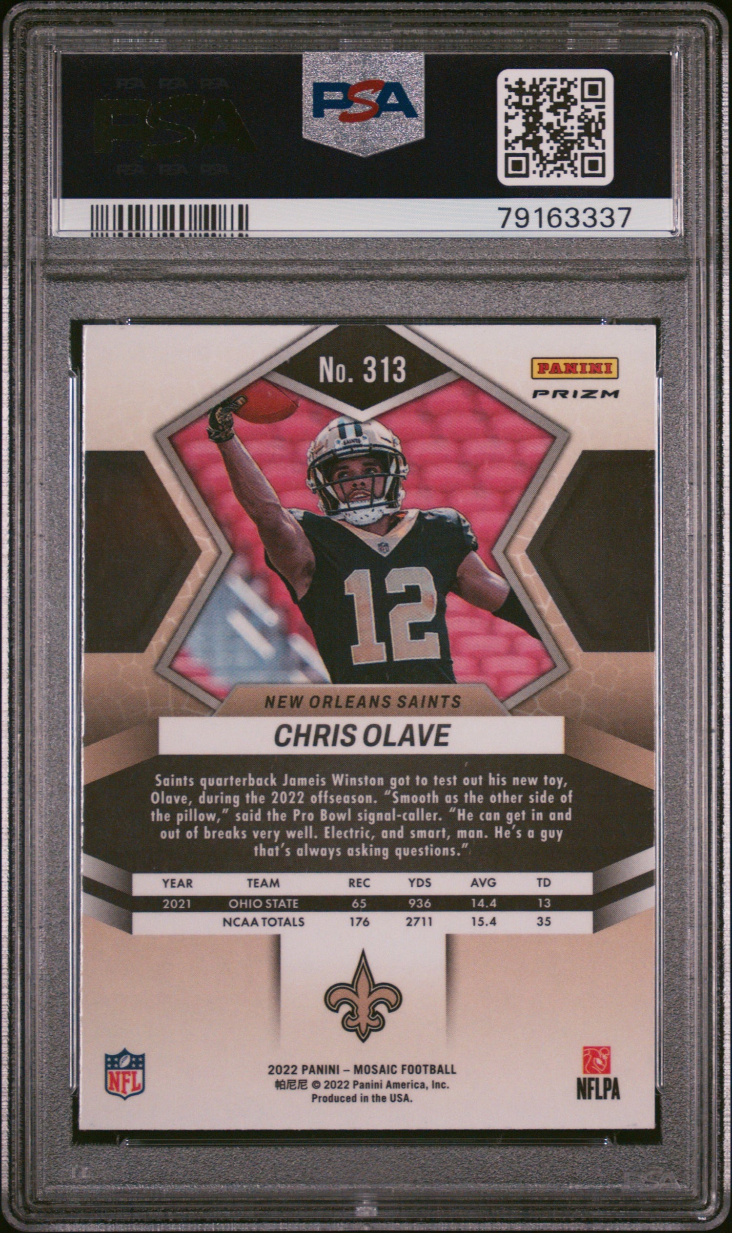 2022 Panini Mosaic #313 Chris Olave Reactive Orange Mosaic PSA 10