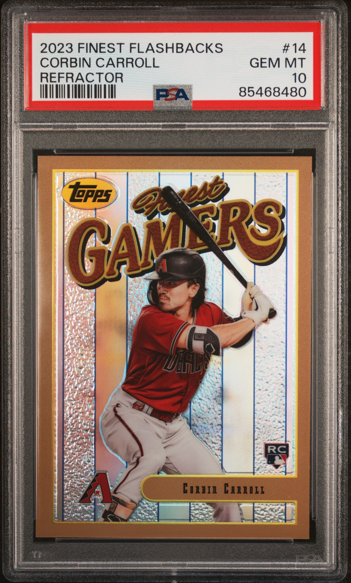 2023 Topps Finest Flashbacks Refractor Corbin Carroll #14 Rookie RC PSA 10