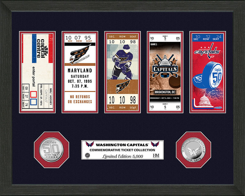 Highland Mint Washington Capitals 50th Anniversary Ticket Collection and Coin Photo Mint - Limited Edition /5,000