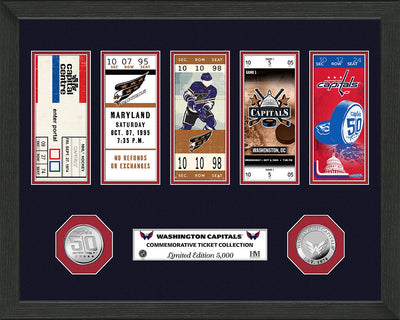 Highland Mint Washington Capitals 50th Anniversary Ticket Collection and Coin Photo Mint - Limited Edition /5,000