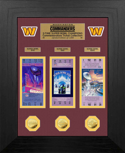 Highland Mint Washington Commanders Super Bowl Ticket & Game Coin Collectible Frame - Limited Edition /1,000