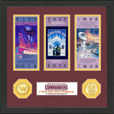 Highland Mint Washington Commanders Super Bowl Championship Ticket Collection - 12x12 Framed