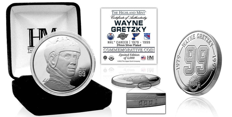 Highland Mint Wayne Gretzky NHL Career Silver Plated Mint Coin - Limited Edition /5000
