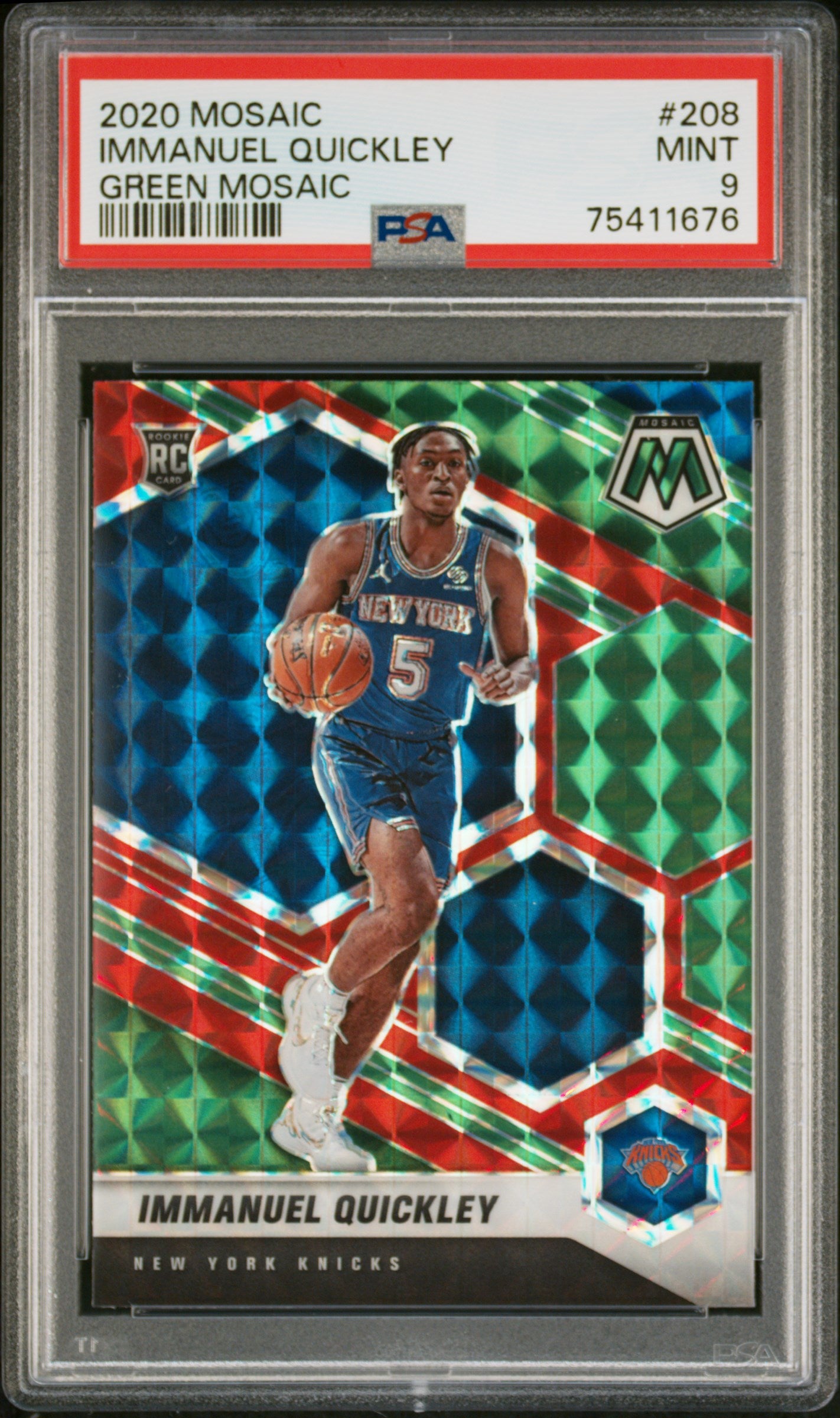 2020 Mosaic Green Immanuel Quickley #208 RC PSA 9