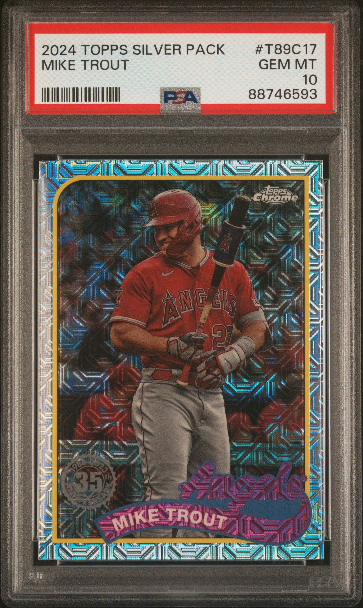 2024 Topps Silver Pack 1989 Chrome Promo #T89C17 Mike Trout PSA 10