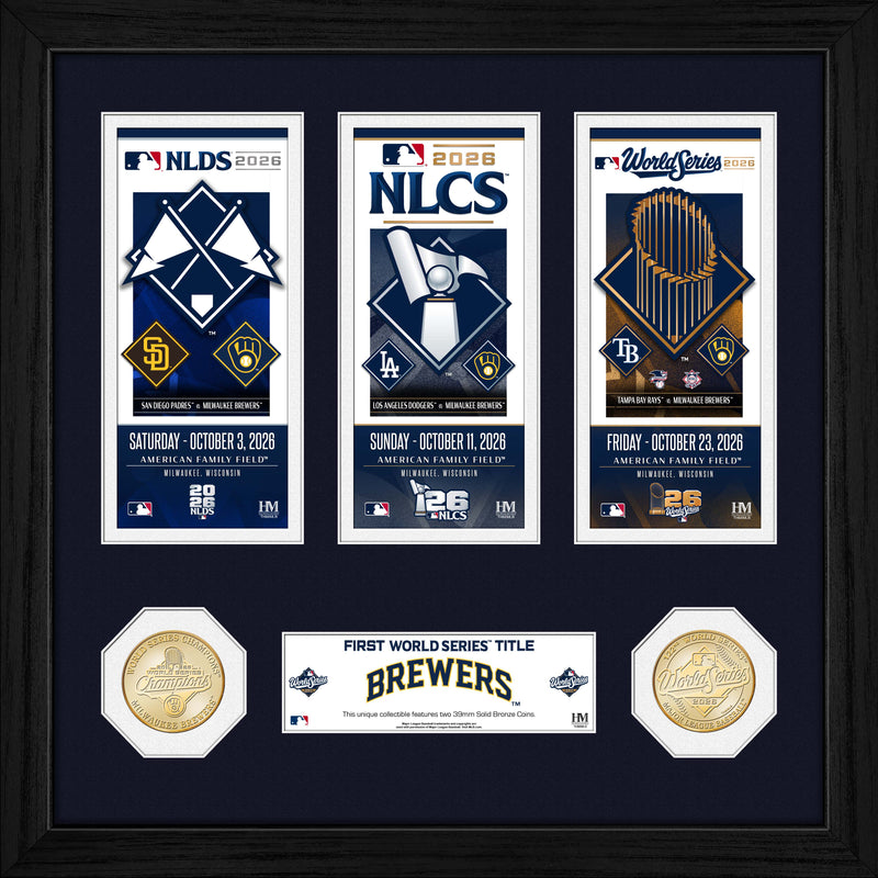 Highland Mint Milwaukee Brewers 2026 World Series Championship Ticket Collection Photo Mint - 13x13 Framed