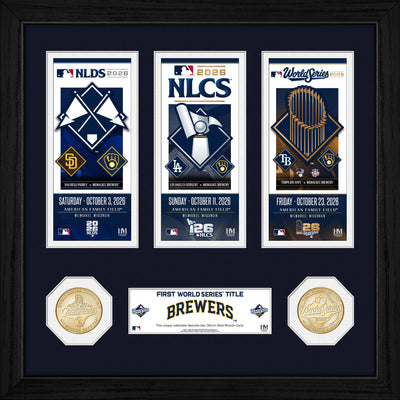 Highland Mint Milwaukee Brewers 2026 World Series Championship Ticket Collection Photo Mint - 13x13 Framed