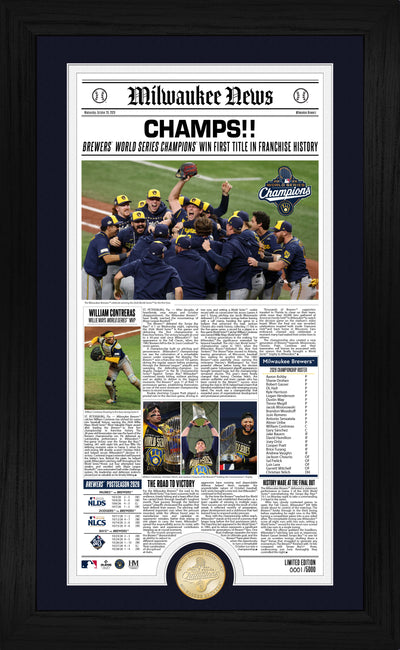 Highland Mint Milwaukee Brewers 2026 World Series Champions Front Page News Bronze Coin Photo Mint - Limited Edition /5,