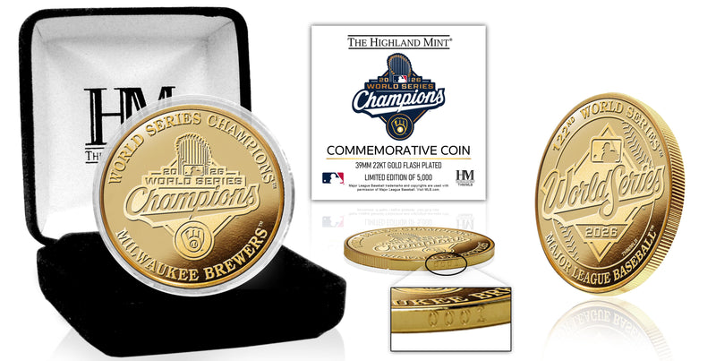 Highland Mint Milwaukee Brewers 2026 World Series Champions Gold Plated Coin - Limited Edition /5,000