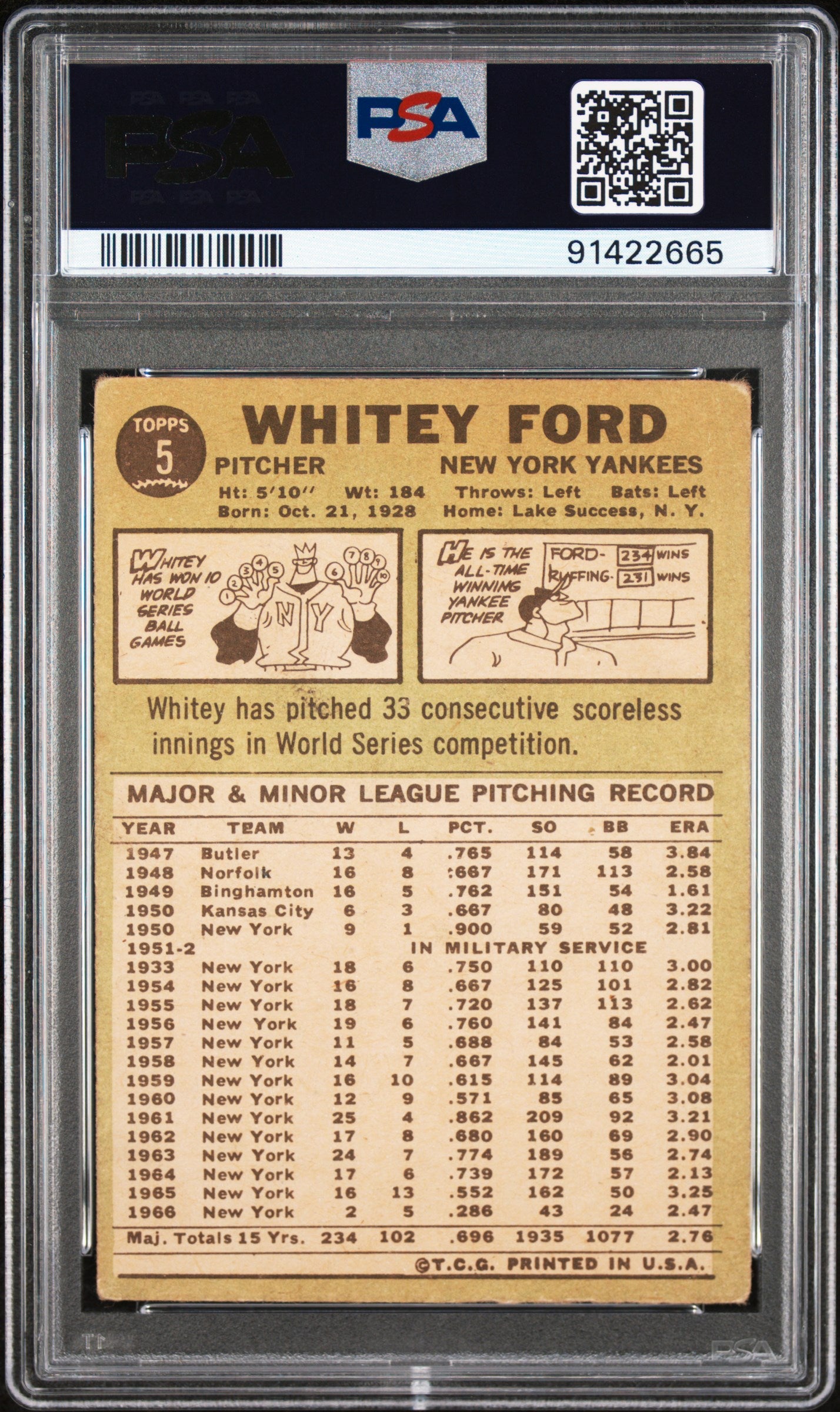 1967 Topps Whitey Ford #5 PSA 2