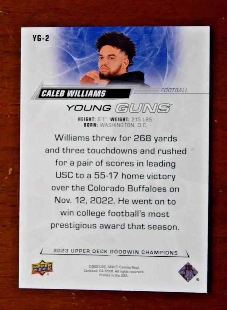 2023 Upper Deck Goodwin Champions Young Guns Exclusives Caleb Williams /100