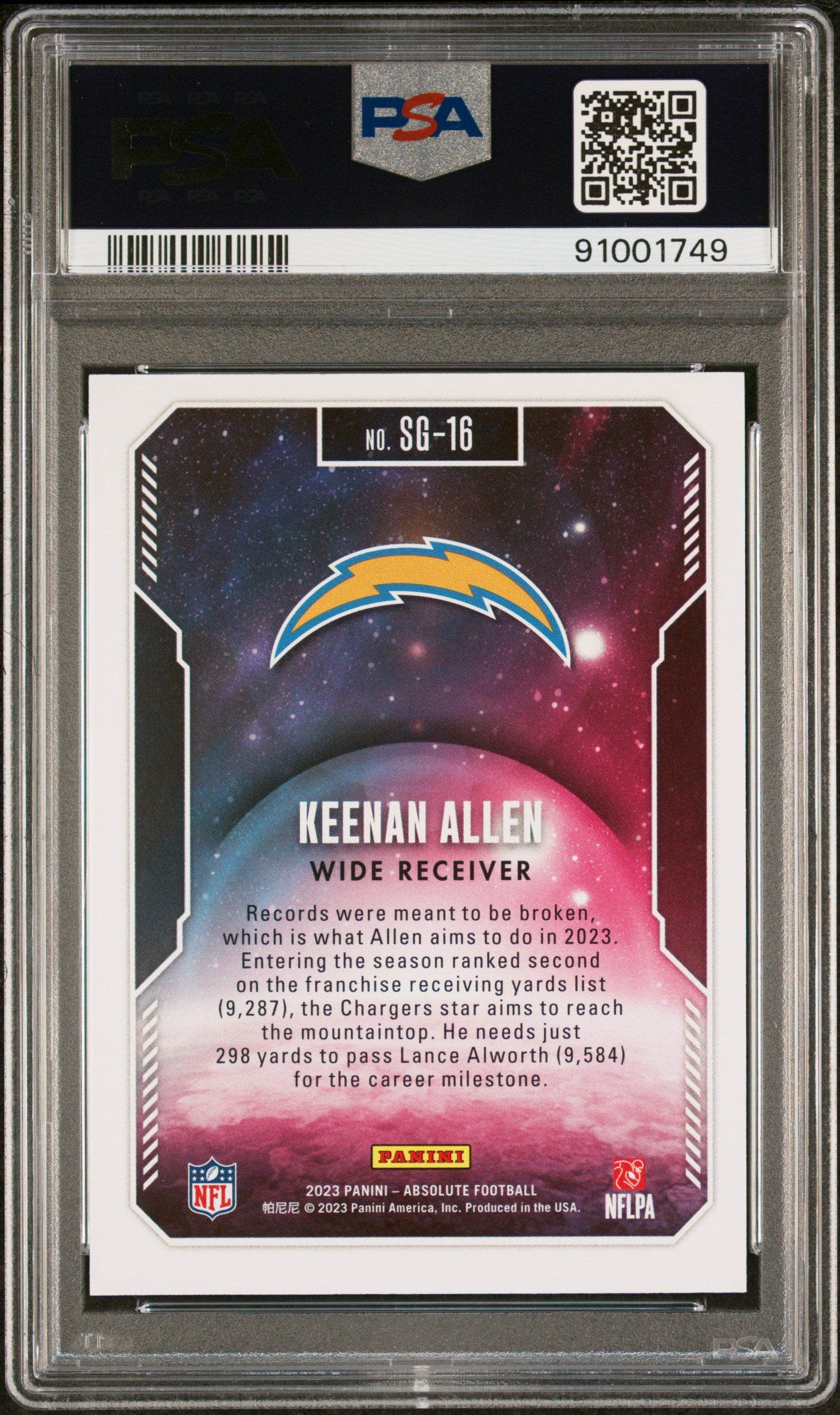 2023 Panini Absolute Star Gazing #SG16 Keenan Allen Purple Spectrum PSA 10