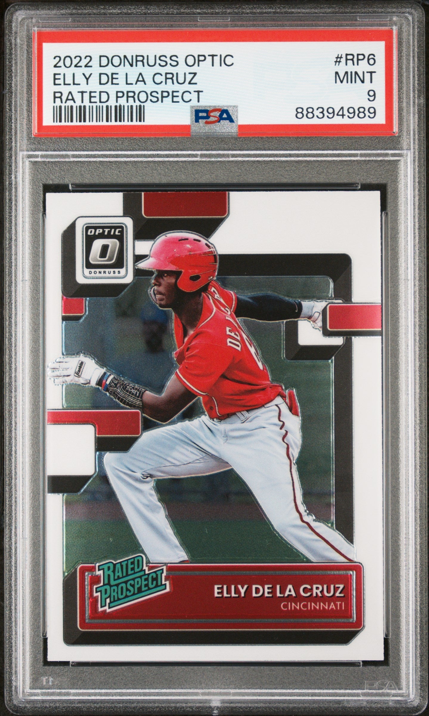 2022 Donruss Optic Rated Prospect Elly De La Cruz Rookie RC #6 PSA 9