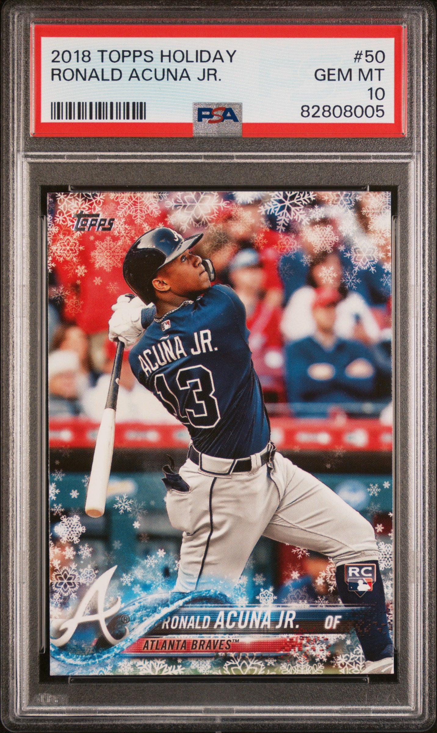 2018 Topps Holiday Ronald Acuna Jr. Rookie RC #HMW50 PSA 10