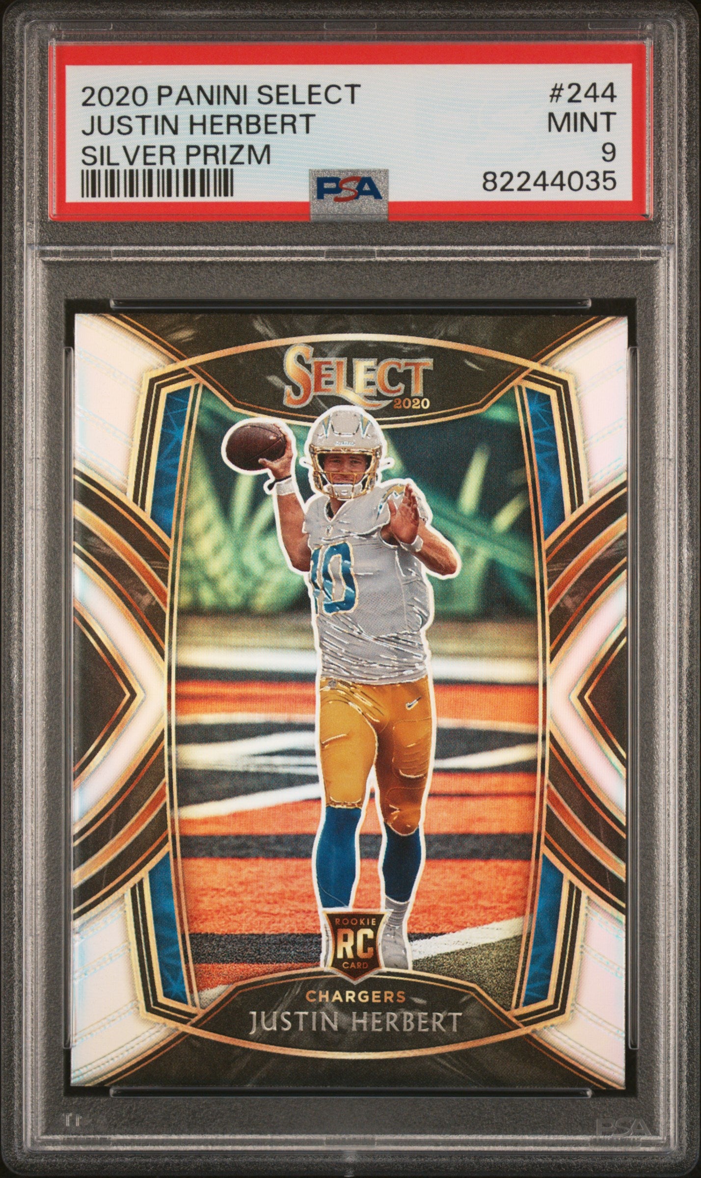 2020 Panini Select Prizm Silver Justin Herbert Rookie RC #244 PSA 9