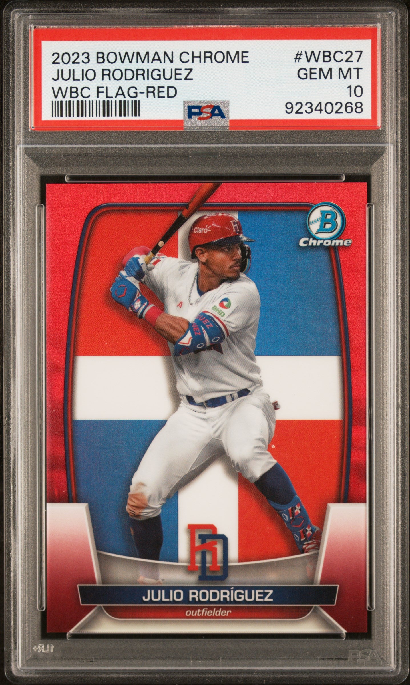 2023 Bowman Chrome World Baseball Classic Flag Red Julio Rodriguez /5 PSA 10