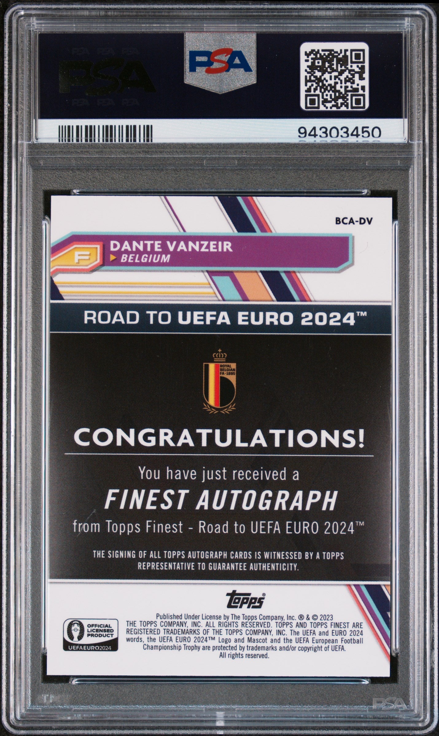 2023 Topps Finest Road Auto Neon Green Wave Dante Vanzeir /99 #DV PSA 10