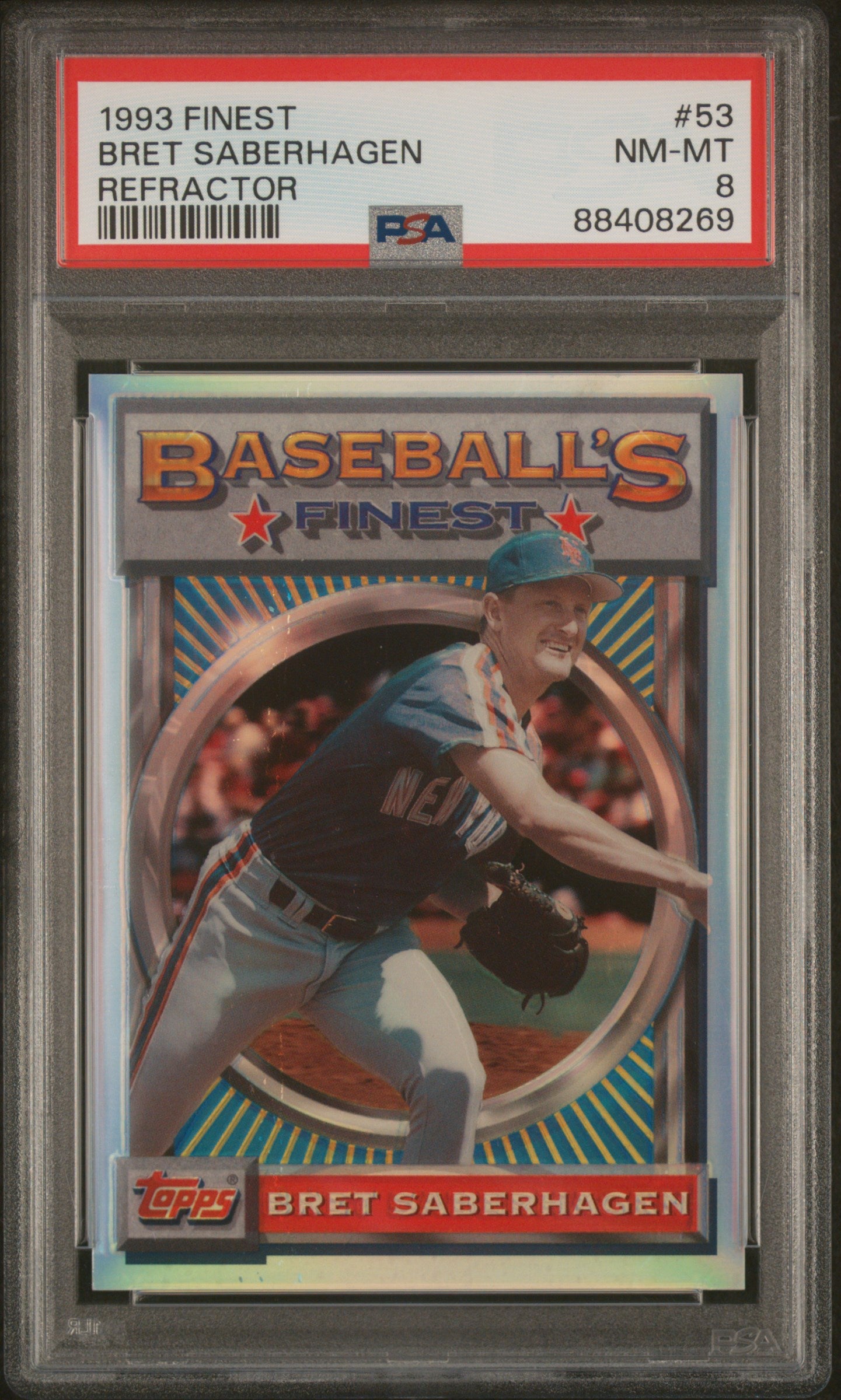 1993 Finest #53 Bret Saberhagen Refractor /241 PSA 8