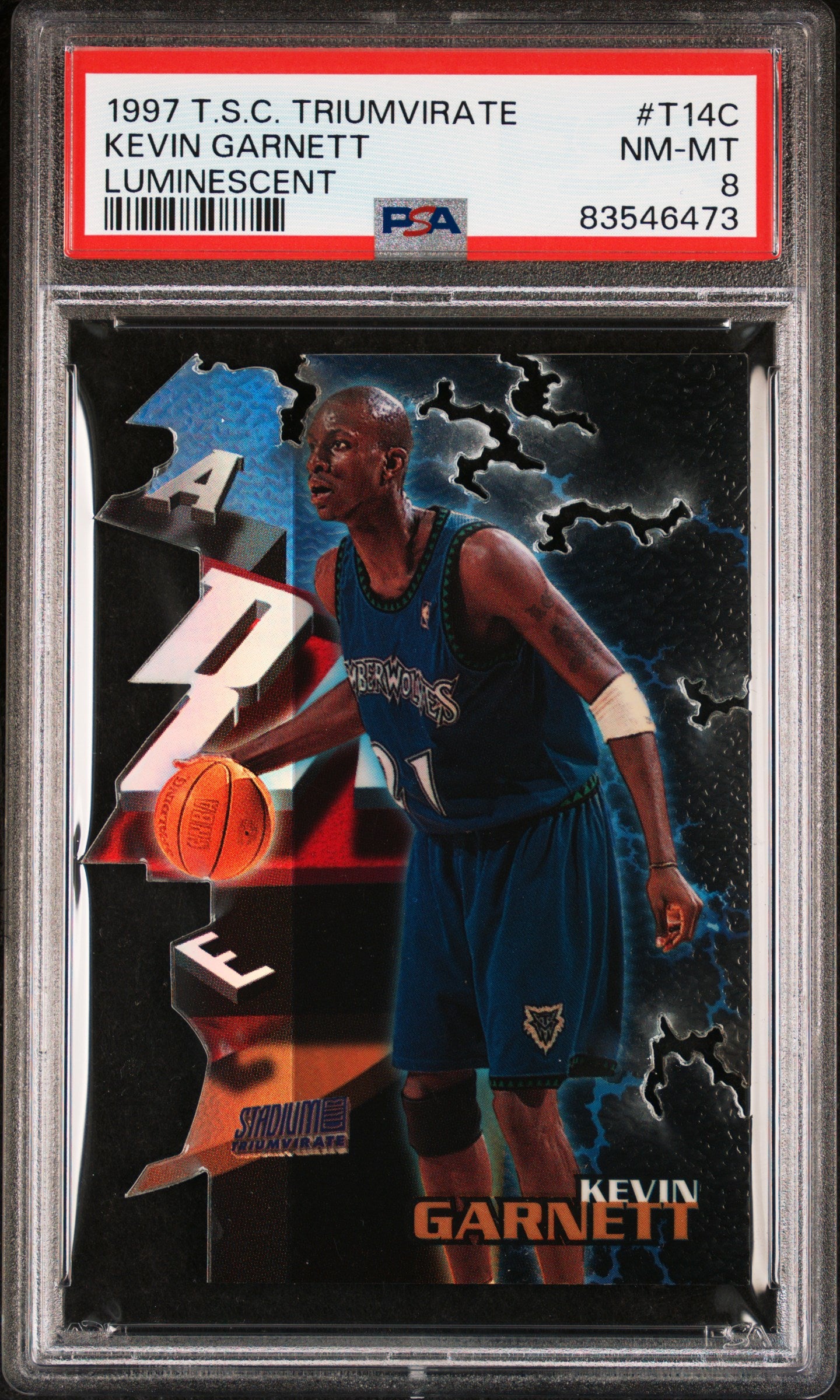 1997 Stadium Club #T14C Kevin Garnett Triumvirate Luminescent PSA 8