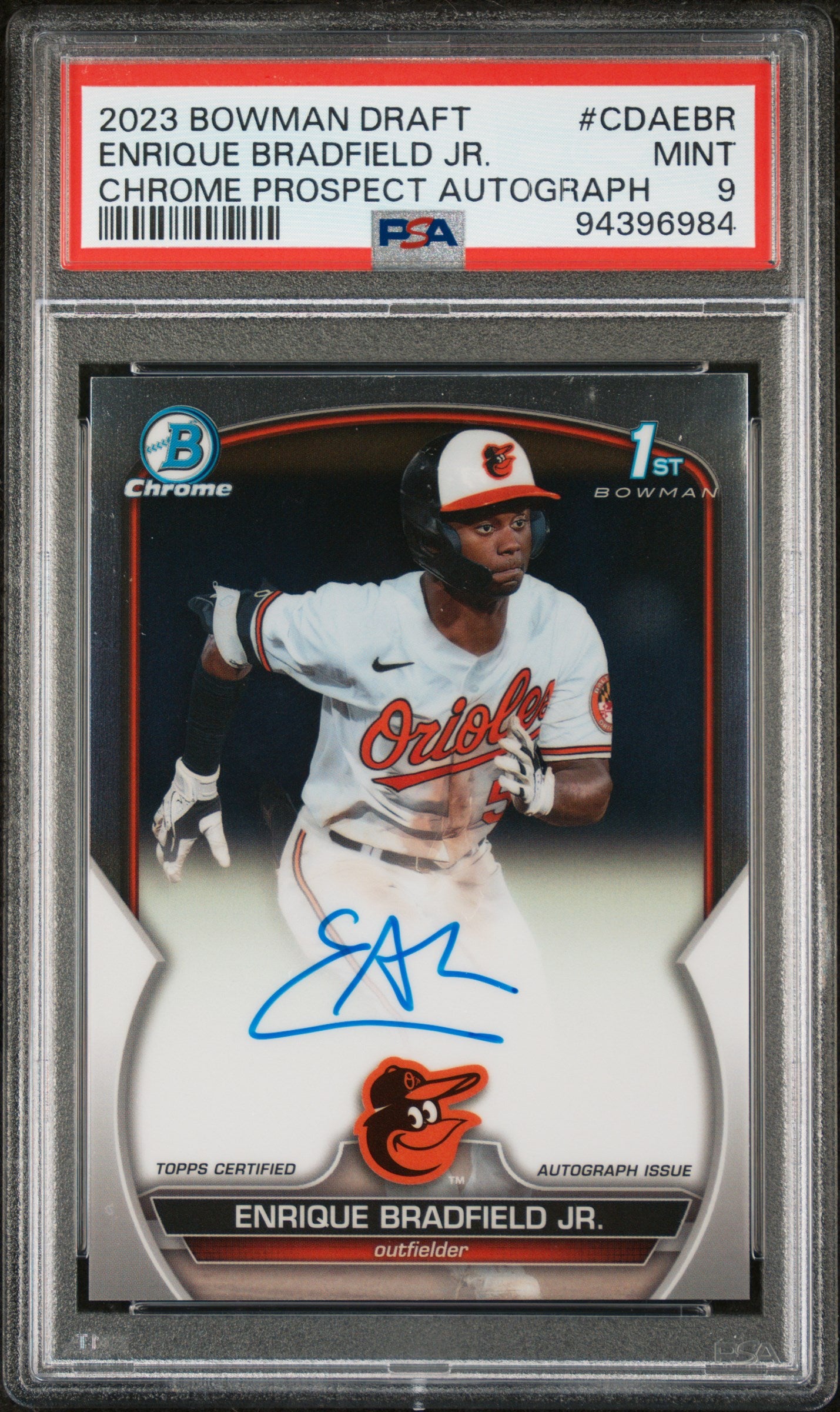 2023 Bowman Draft Chrome Prospect Auto Enrique Bradfield Jr. PSA 9