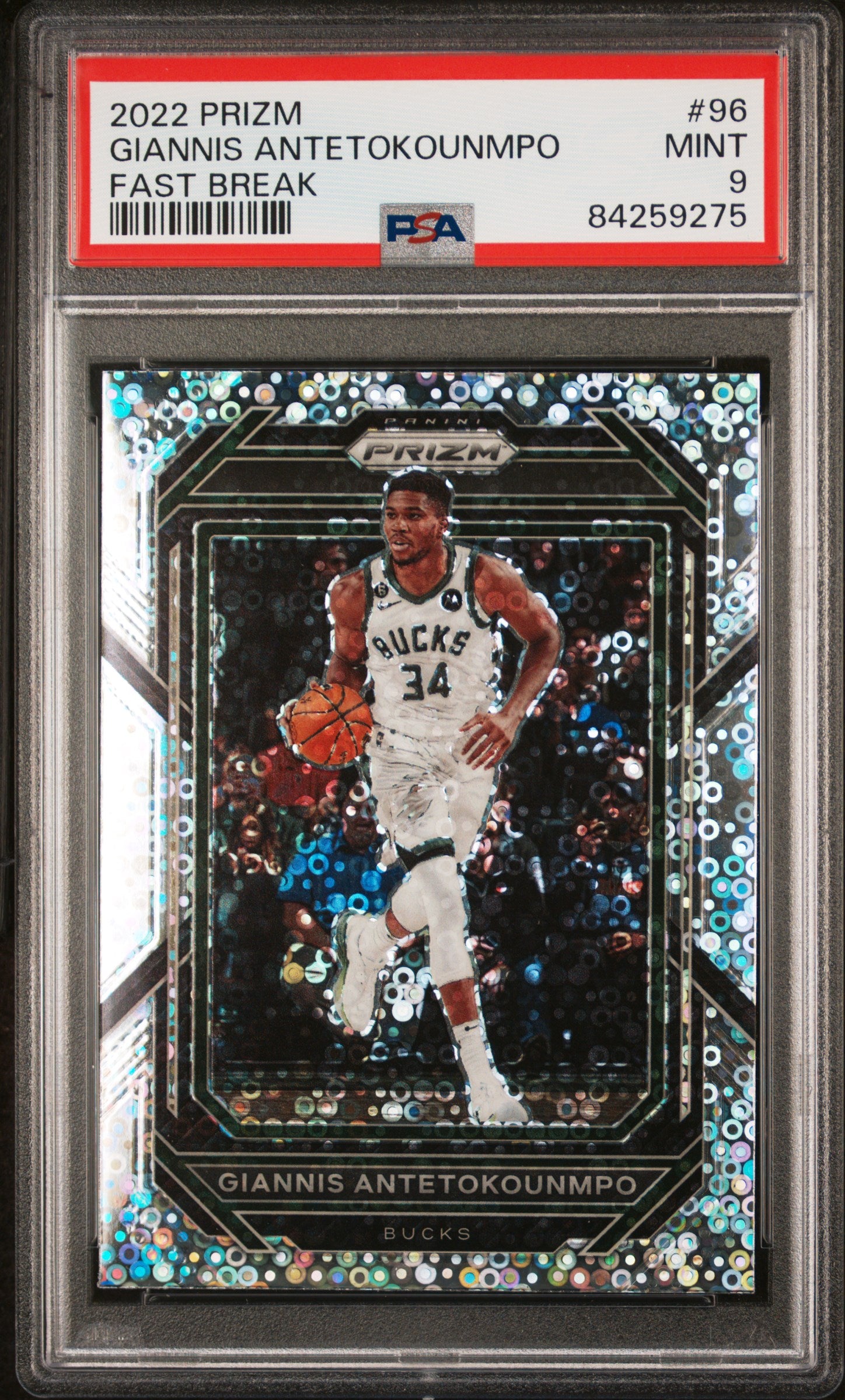 2022 Panini Prizm #96 Giannis Antetokounmpo Fast Break PSA 9