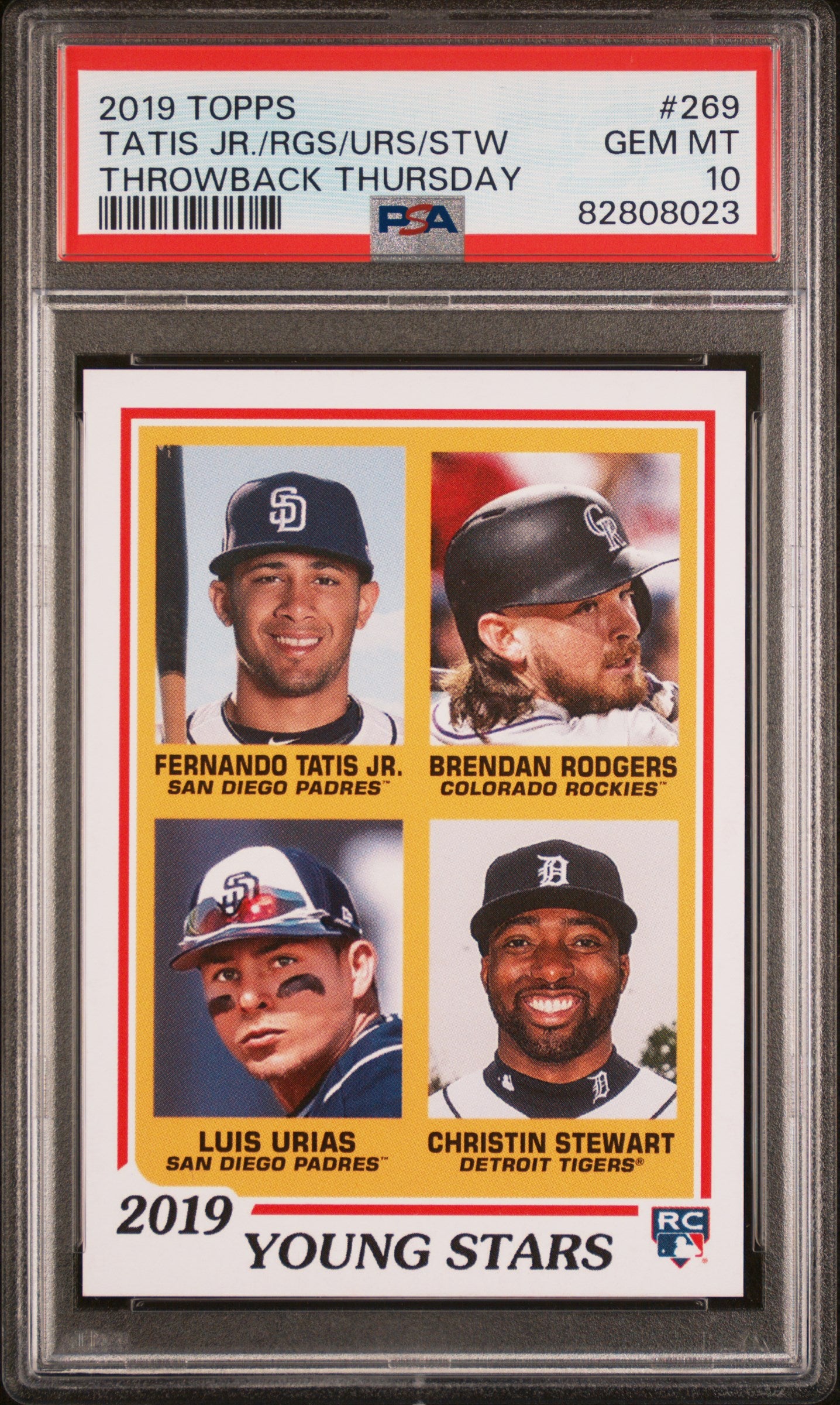 2019 Topps Throwback Thursday Tatis Rodgers Urias Stewart /1296 PSA 10