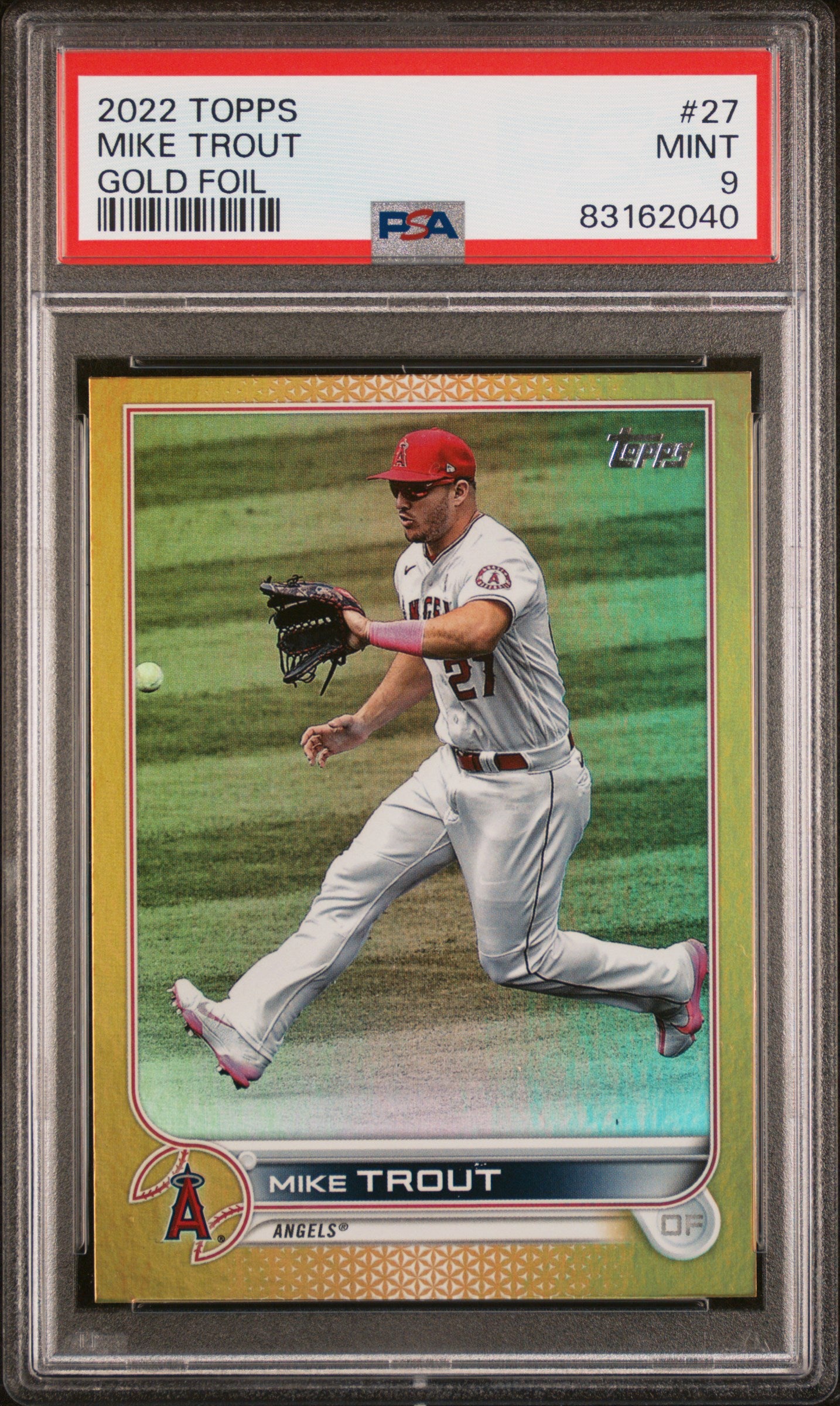 2022 Topps Gold Foil Mike Trout #27 PSA 9