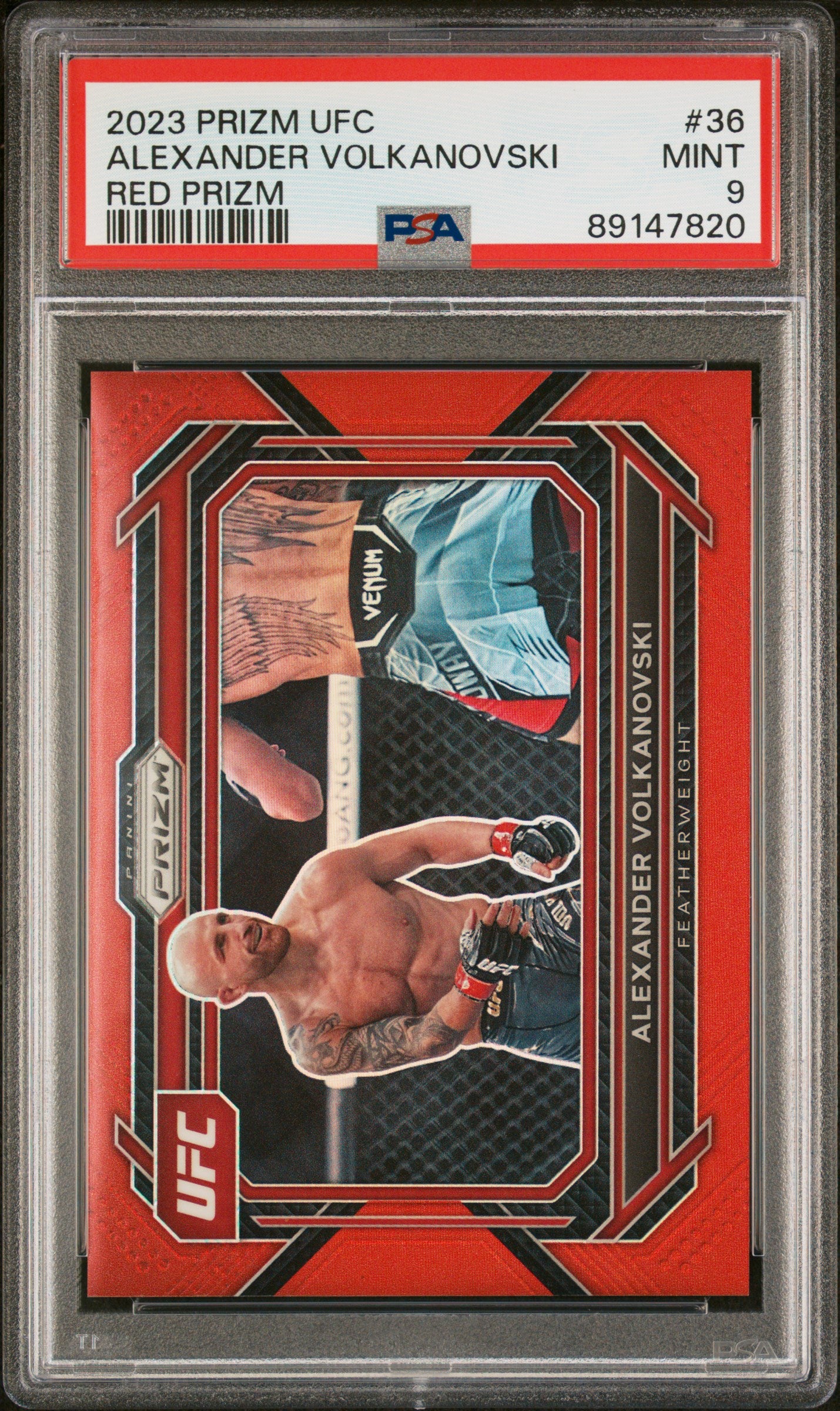 2023 Panini Prizm UFC Red Prizm Alexander Volkanovski /199 #36 PSA 9