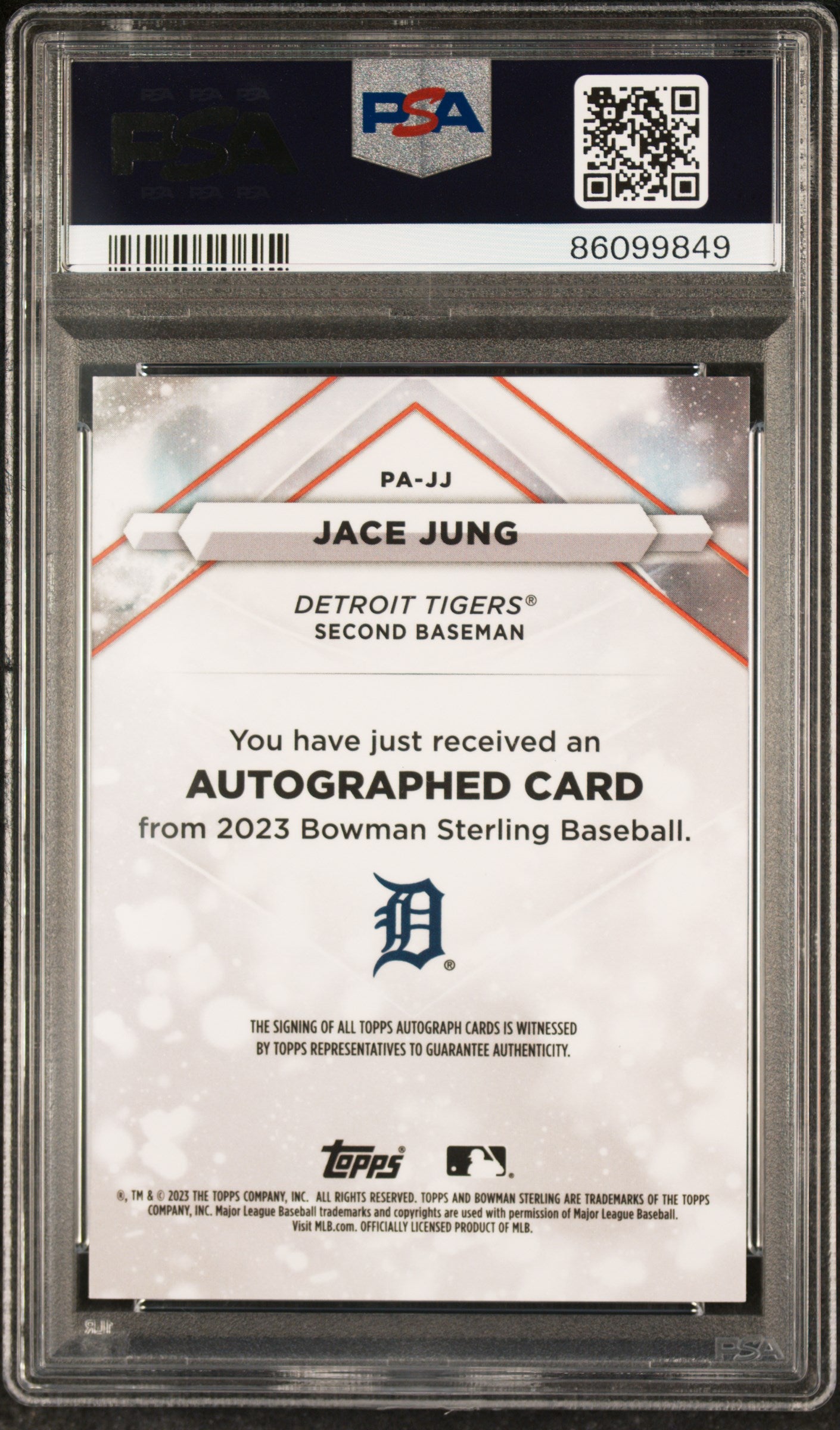 2023 Bowman Sterling Prospect Autographs Jace Jung #PAJJ PSA 9