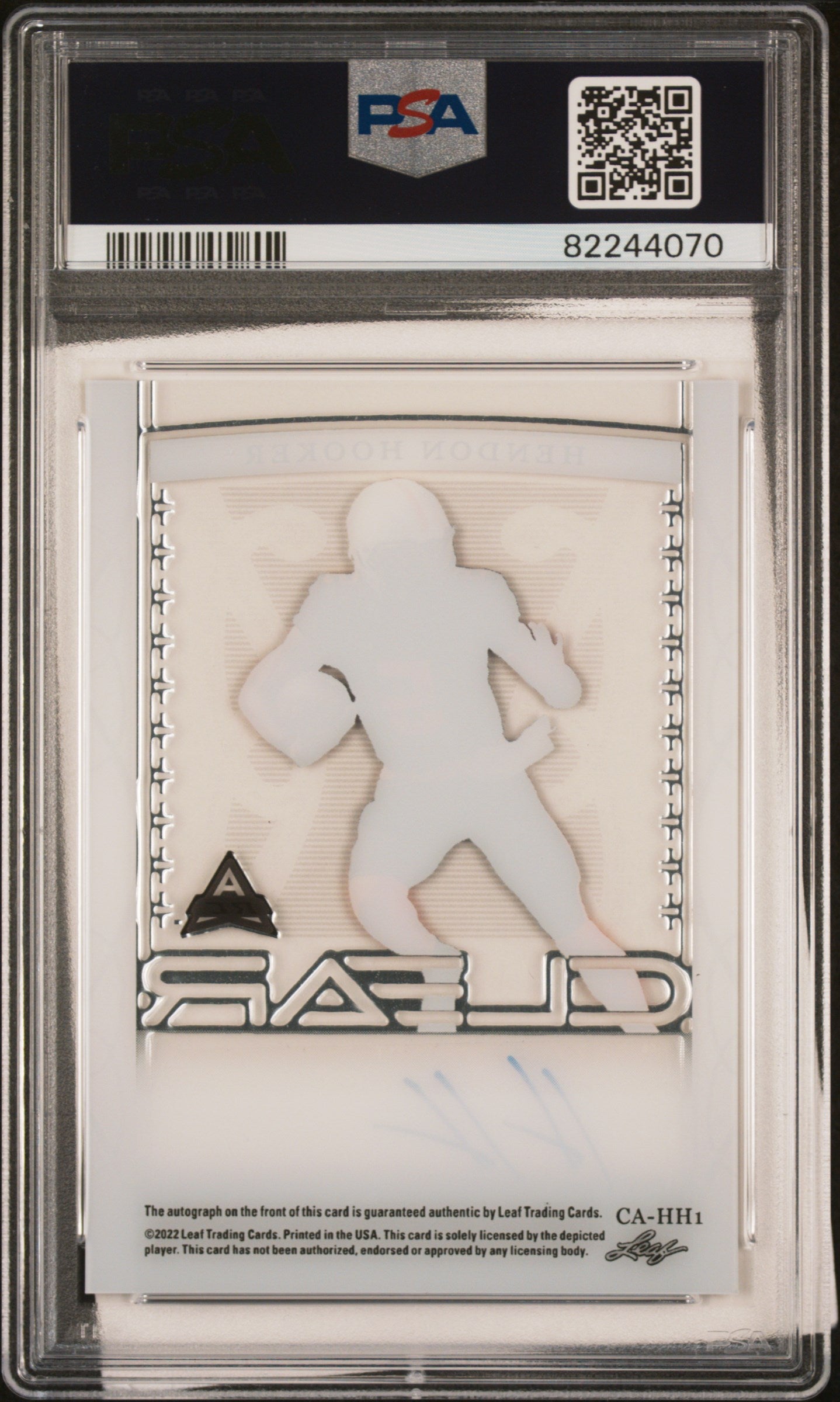 2022 Leaf Trinity Clear Autographs #CAHH1 Hendon Hooker Silver Foil PSA 9