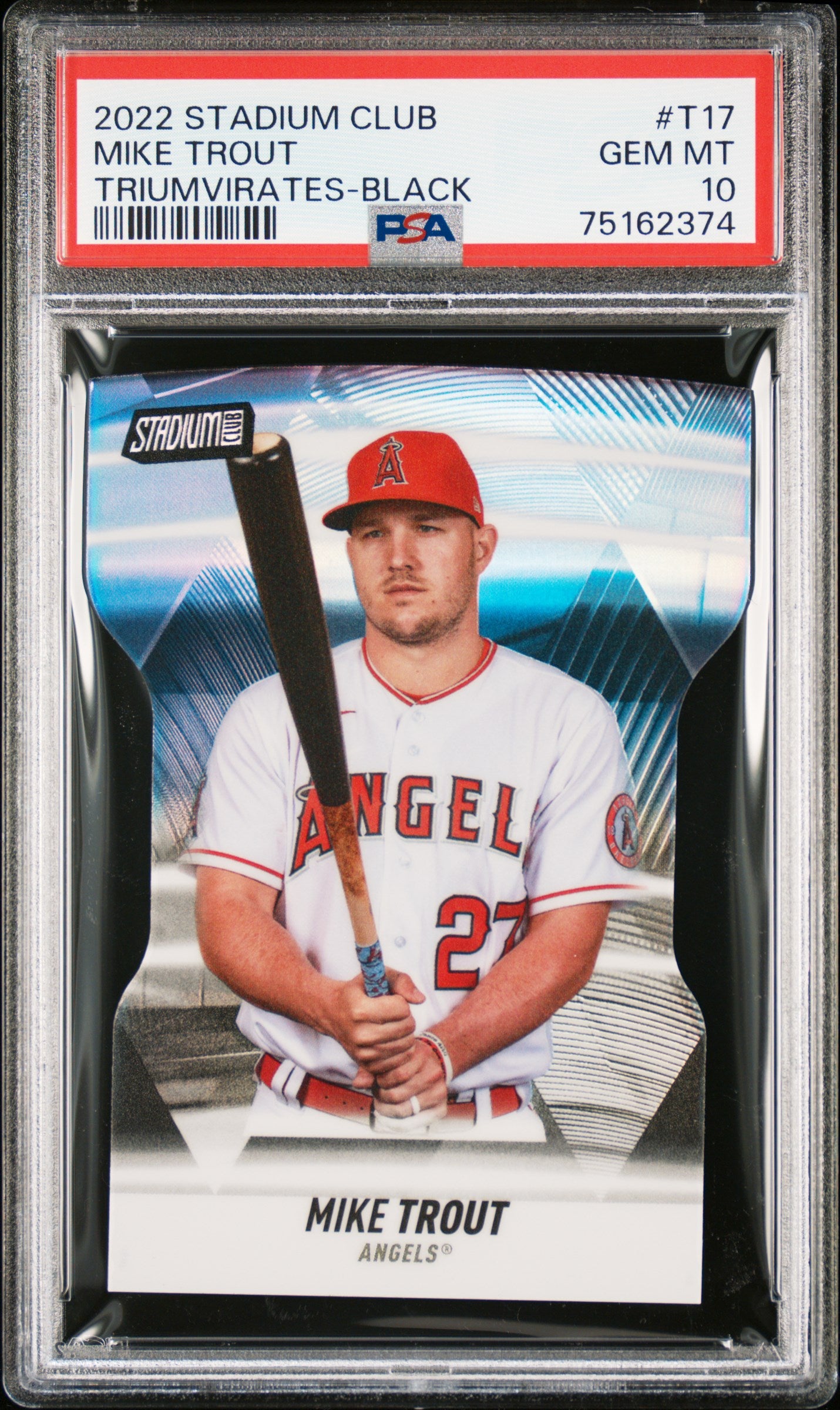 2022 Topps Stadium Club Triumvirates #T17 Mike Trout Black PSA 10