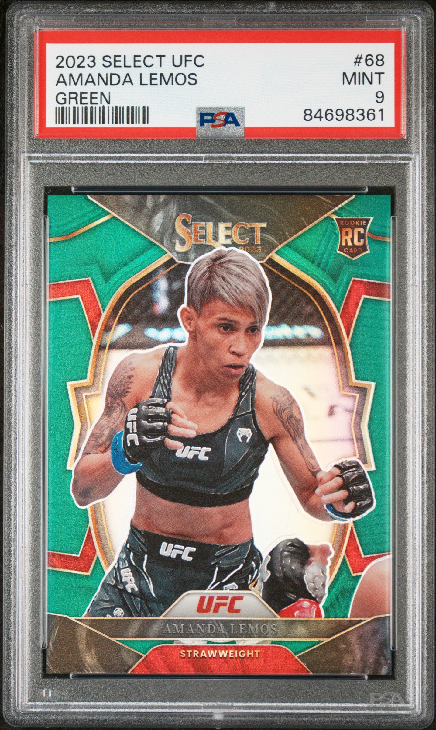 2023 Panini Select UFC Green Amanda Lemos Rookie RC 1/5 PSA 9