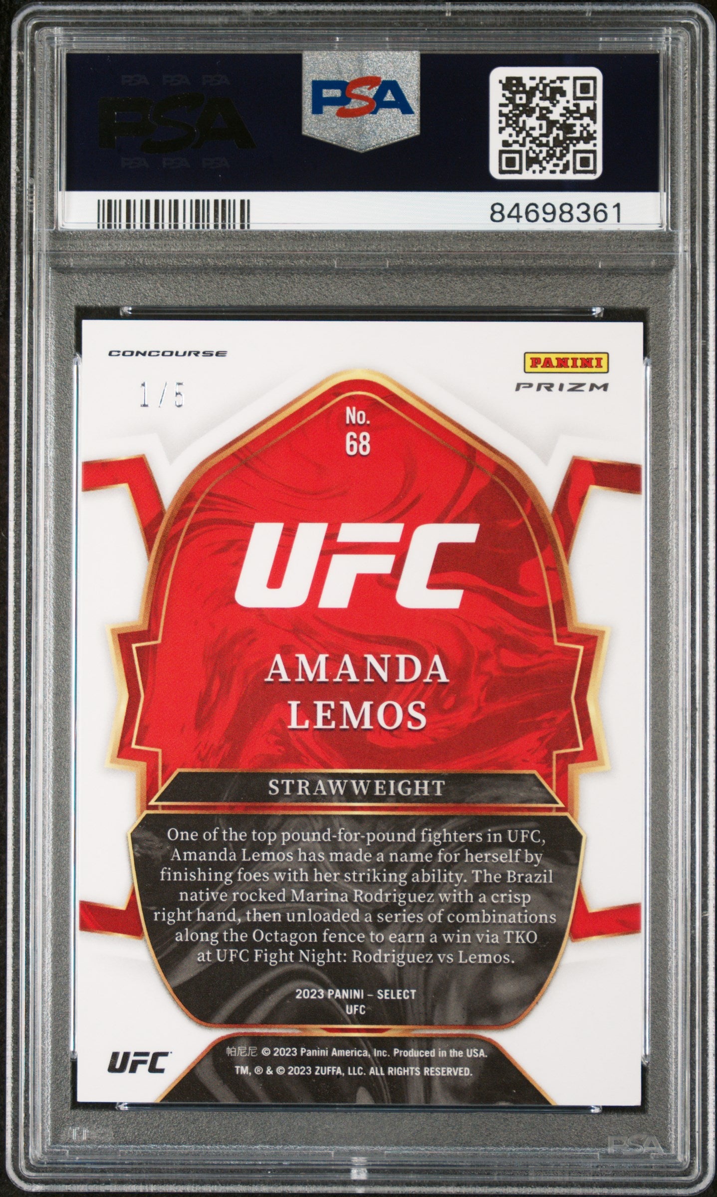 2023 Panini Select Green Amanda Lemos #68 RC /5 PSA 9