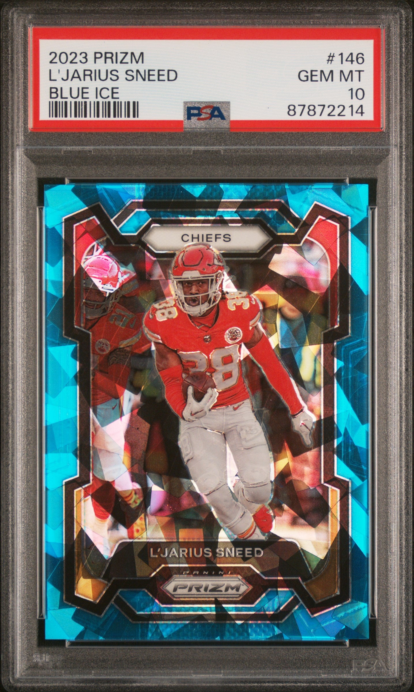 2023 Panini Prizm Blue Ice L'Jarius Sneed #146 /99 PSA 10