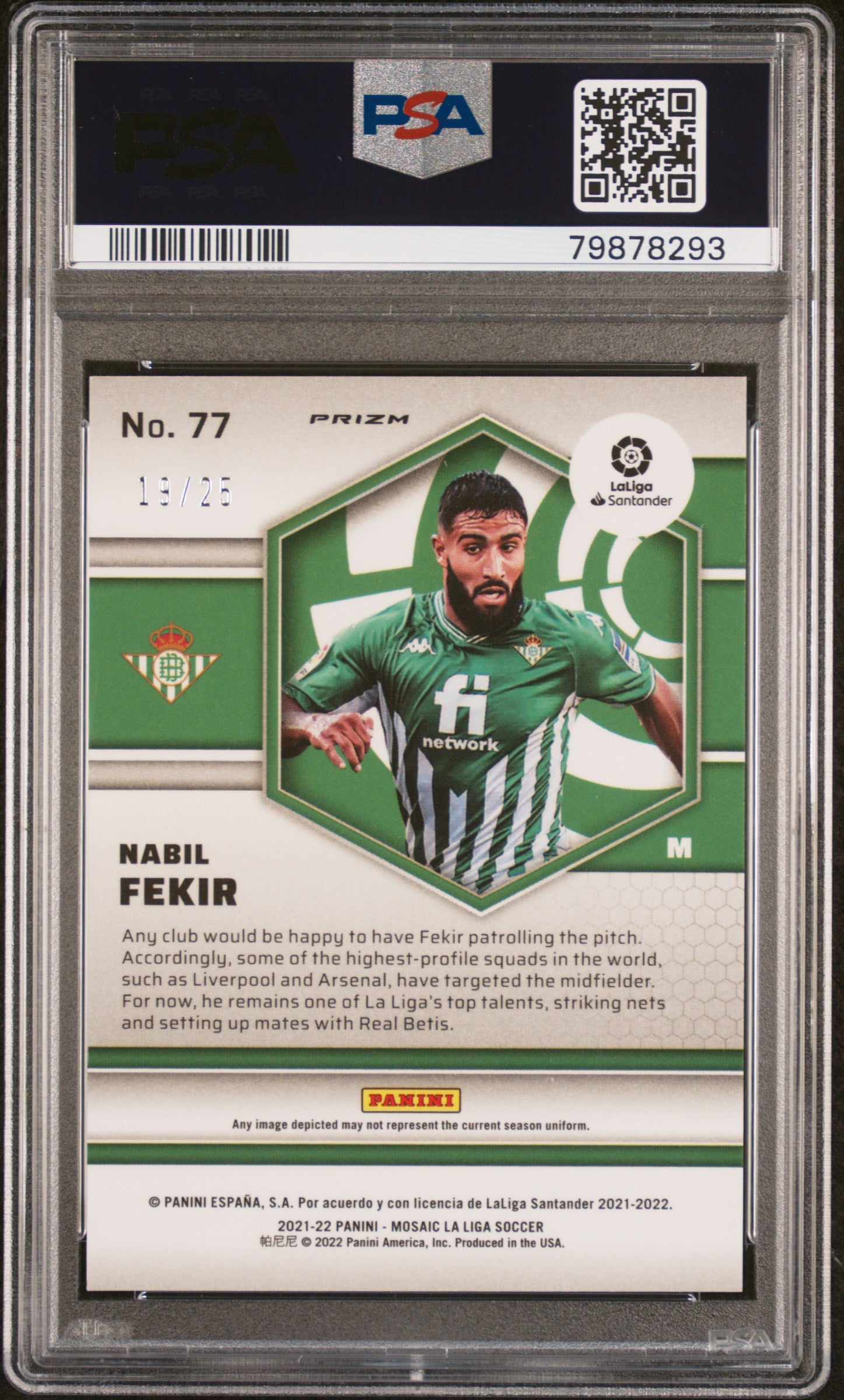 2021 Panini Mosaic La Liga #77 Nabil Fekir Orange Fluorescent PSA 10