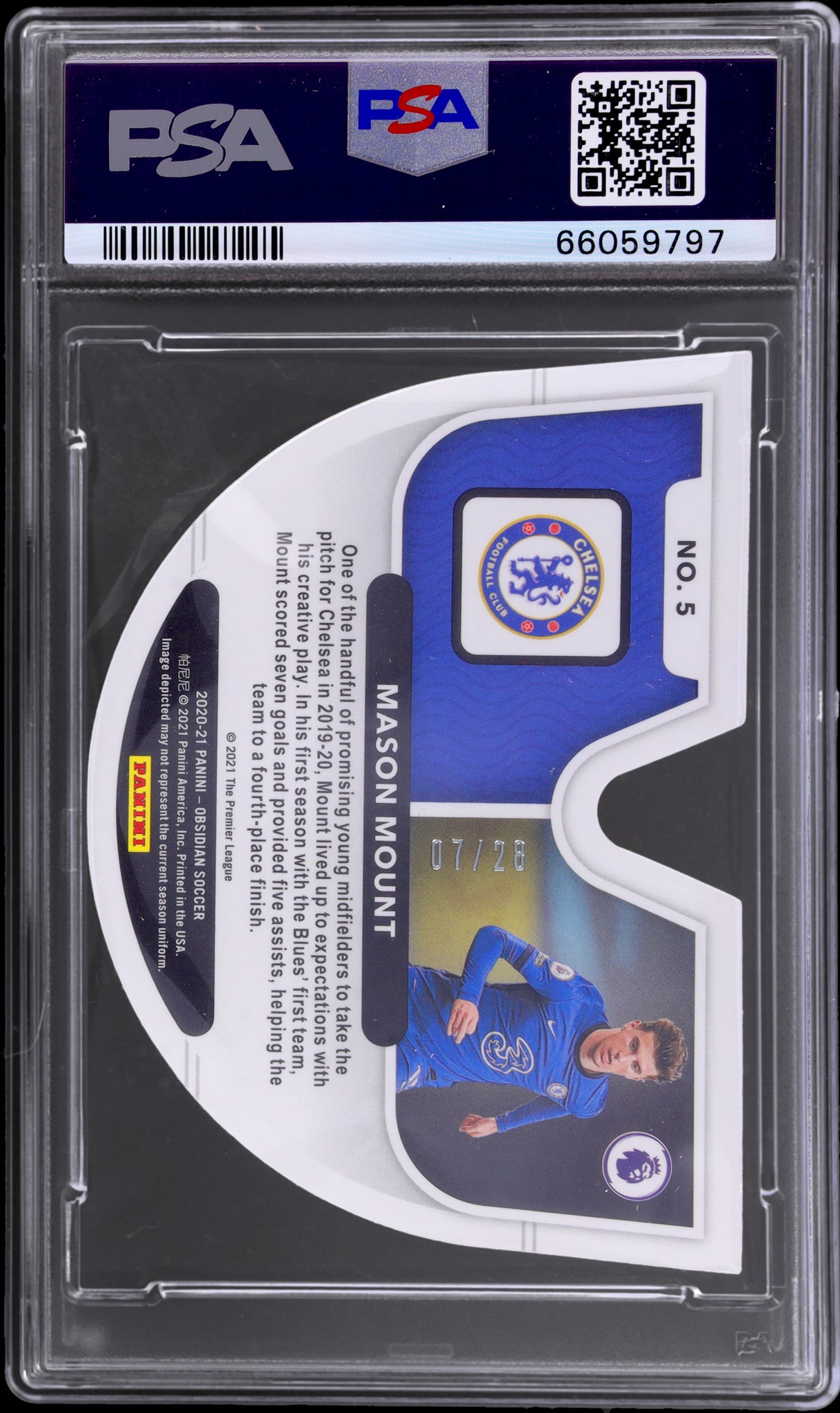 2020 Panini Obsidian #5 Mason Mount Vitreous Electric Etch Red Pulsar Prizm /28 PSA 10