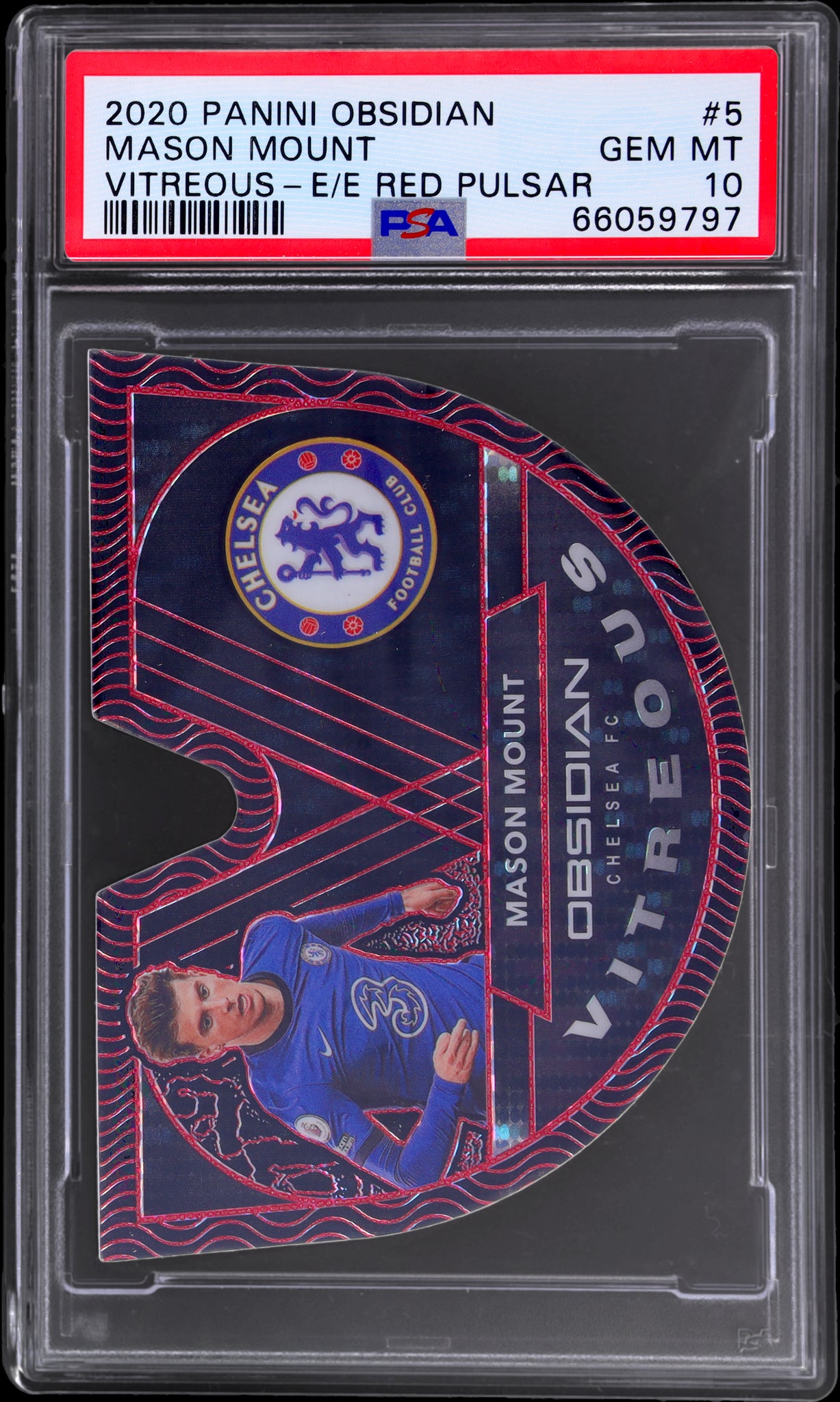 2020 Panini Obsidian #5 Mason Mount Vitreous Electric Etch Red Pulsar Prizm /28 PSA 10