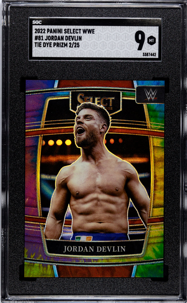 2022 Panini Select WWE Tie Dye Prizm Jordan Devlin #81 /25 SGC 9