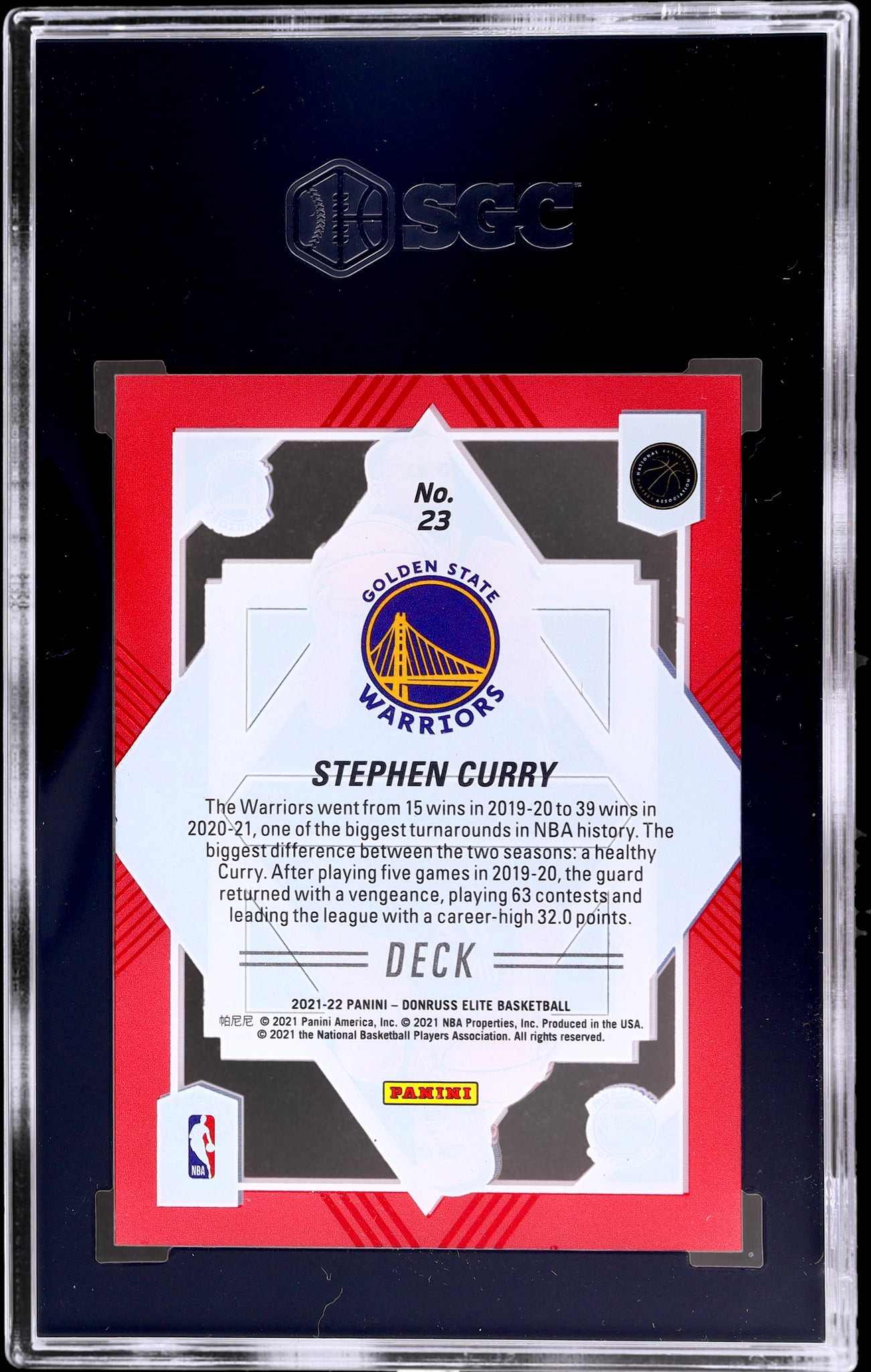 2021 Panini Elite Deck Asia Red Stephen Curry #23 SGC 9.5