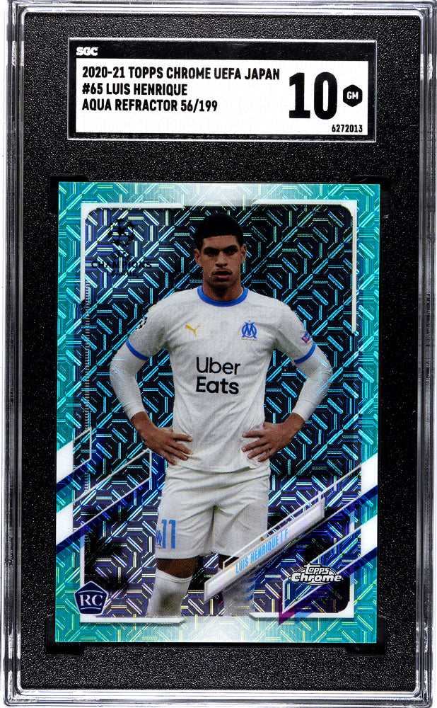 2020 Topps UEFA Champions League Japan Aqua Refractor Luis Henrique #65 /199 SGC 10