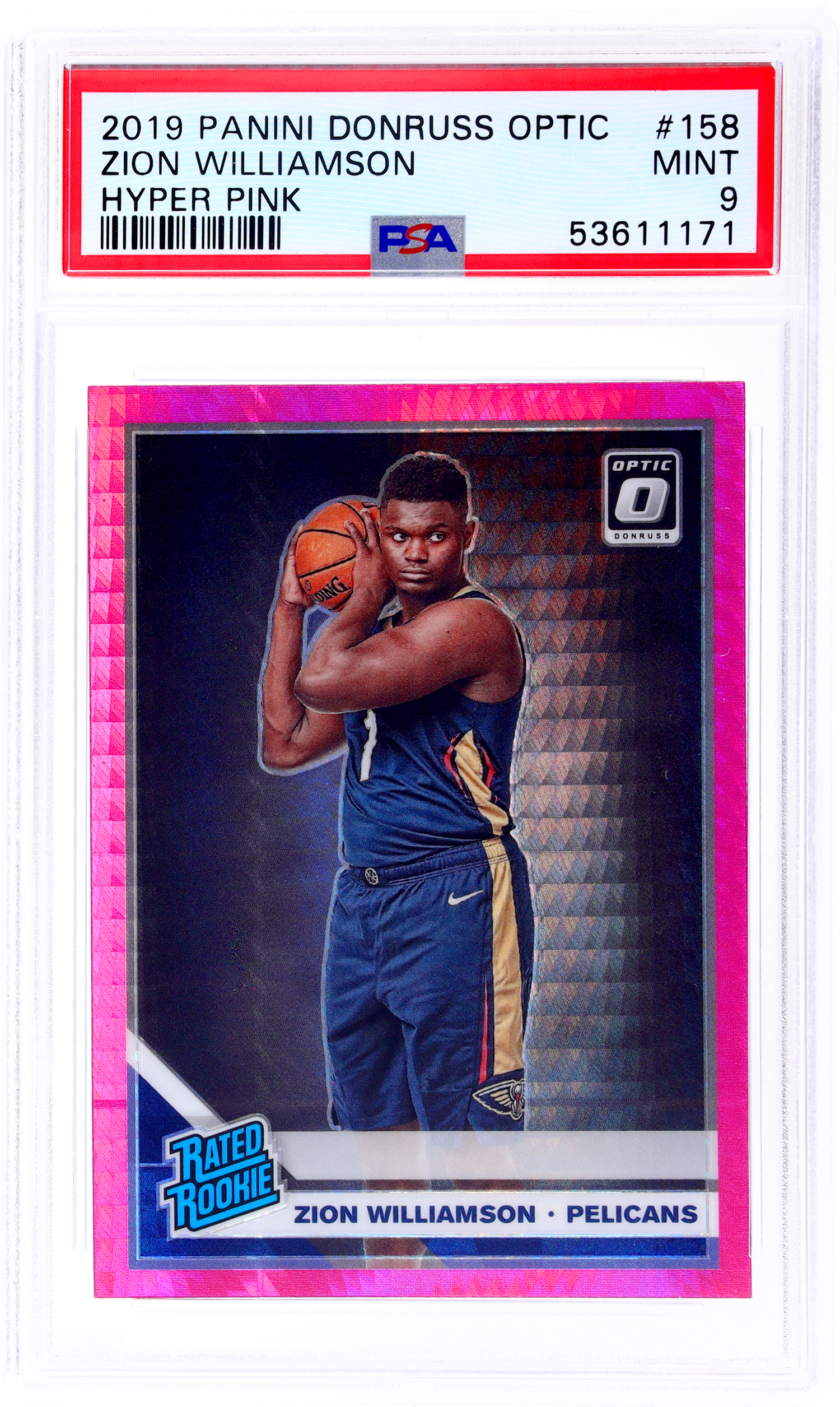 2019 Donruss Optic #158 Zion Williamson Hyper Pink PSA 9