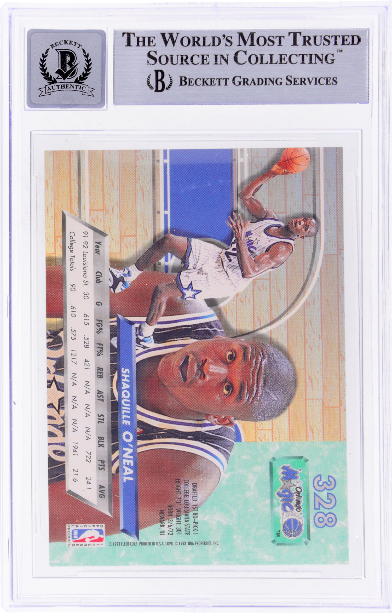 1992 Ultra #328 Shaquille O'Neal BGS 0