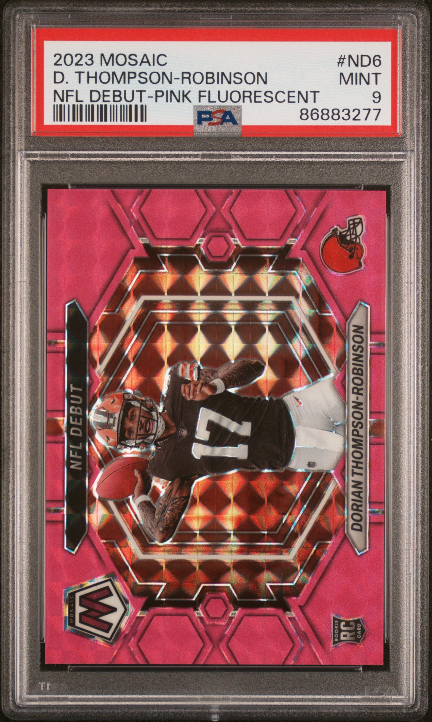 2023 Panini Mosaic NFL Debut #ND6 Dorian Thompson-Robinson Pink Fluorescent PSA 9