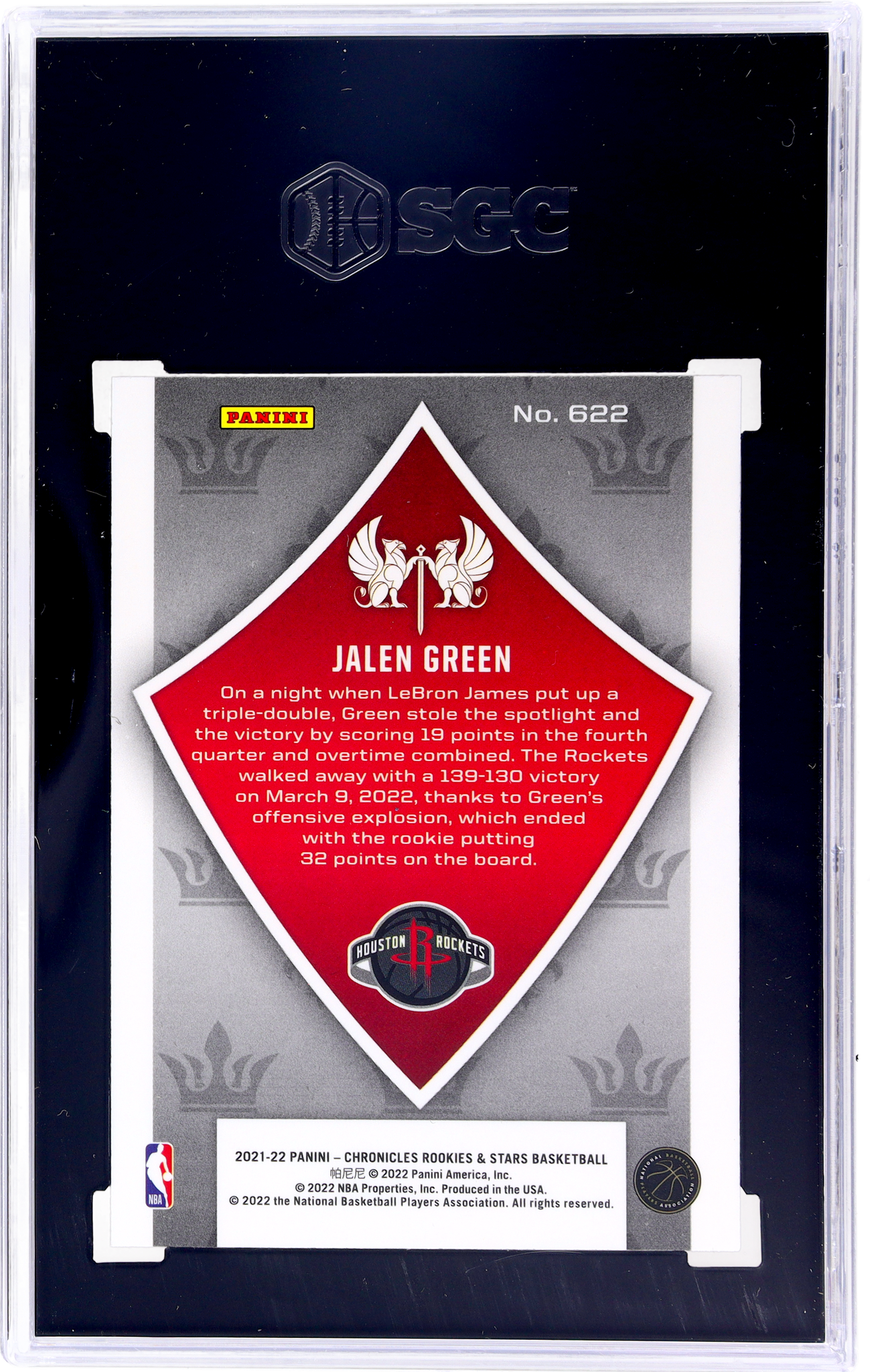 2021-22 Panini Chronicles #622 Jalen Green Rookies & Stars Crusade SGC 10